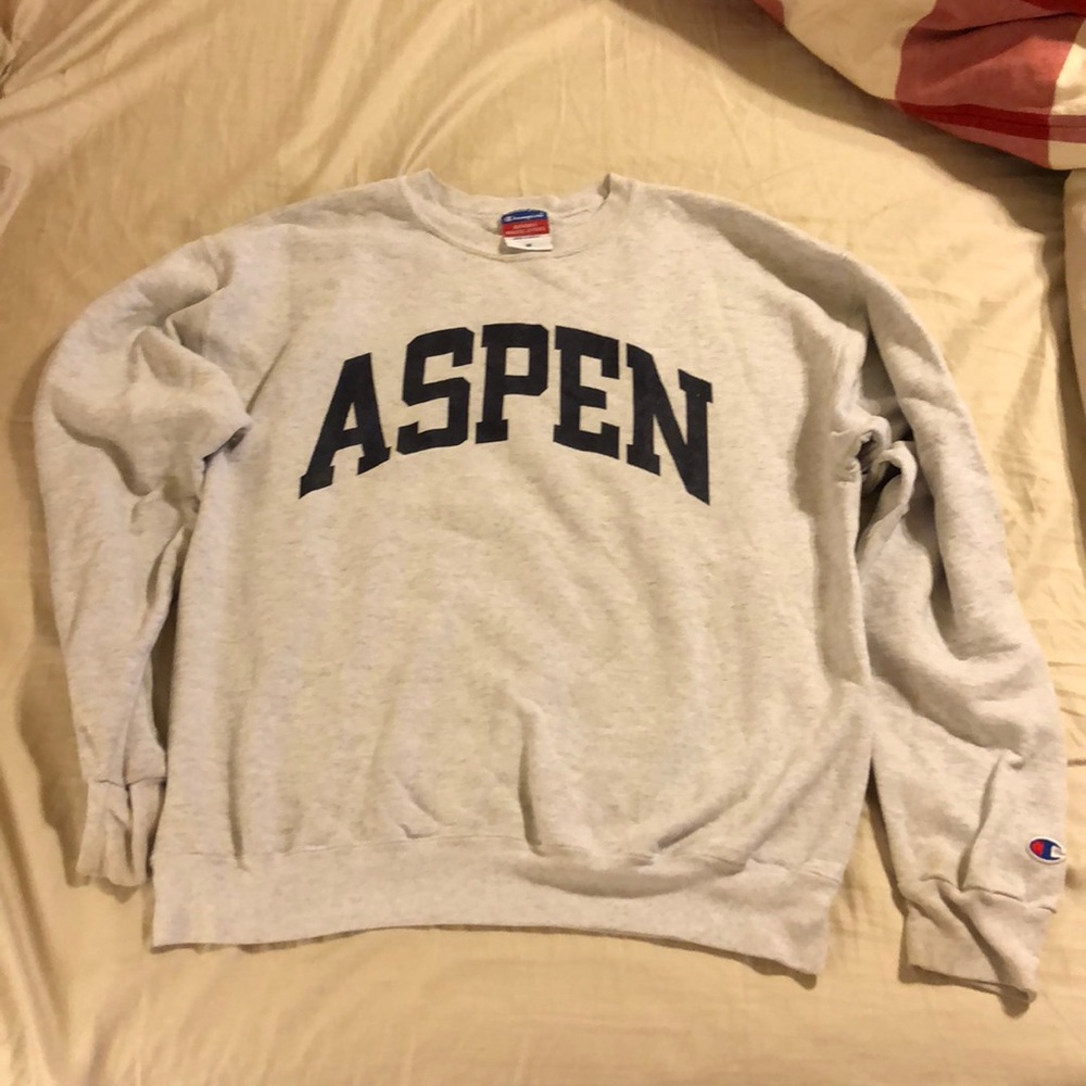 Vintage Aspen sweatshirt, worn look.